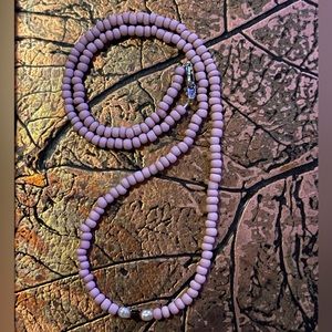 Seed Bead Necklace w Freshwater Pearls & Square Center Bead